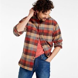 L.L. Bean Chamois Shirt Traditional Fit Plaid Cotton Heavyweight Button Down